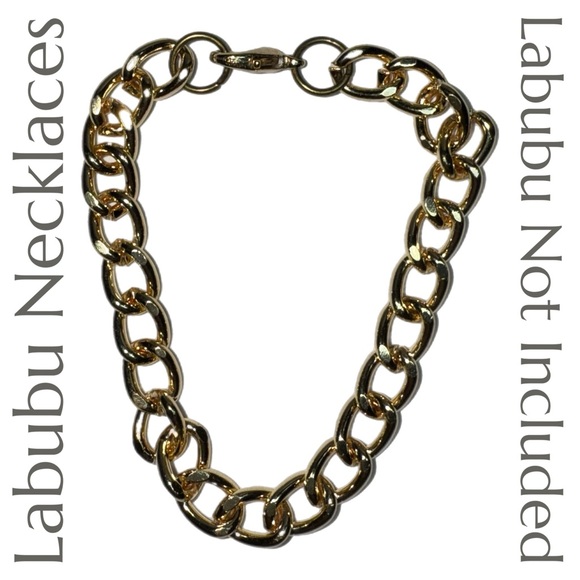 LABUBU - Gold Tone Cuban Link Chain Necklace - Small - POPMART - Labubu Jewelry - Picture 2 of 5